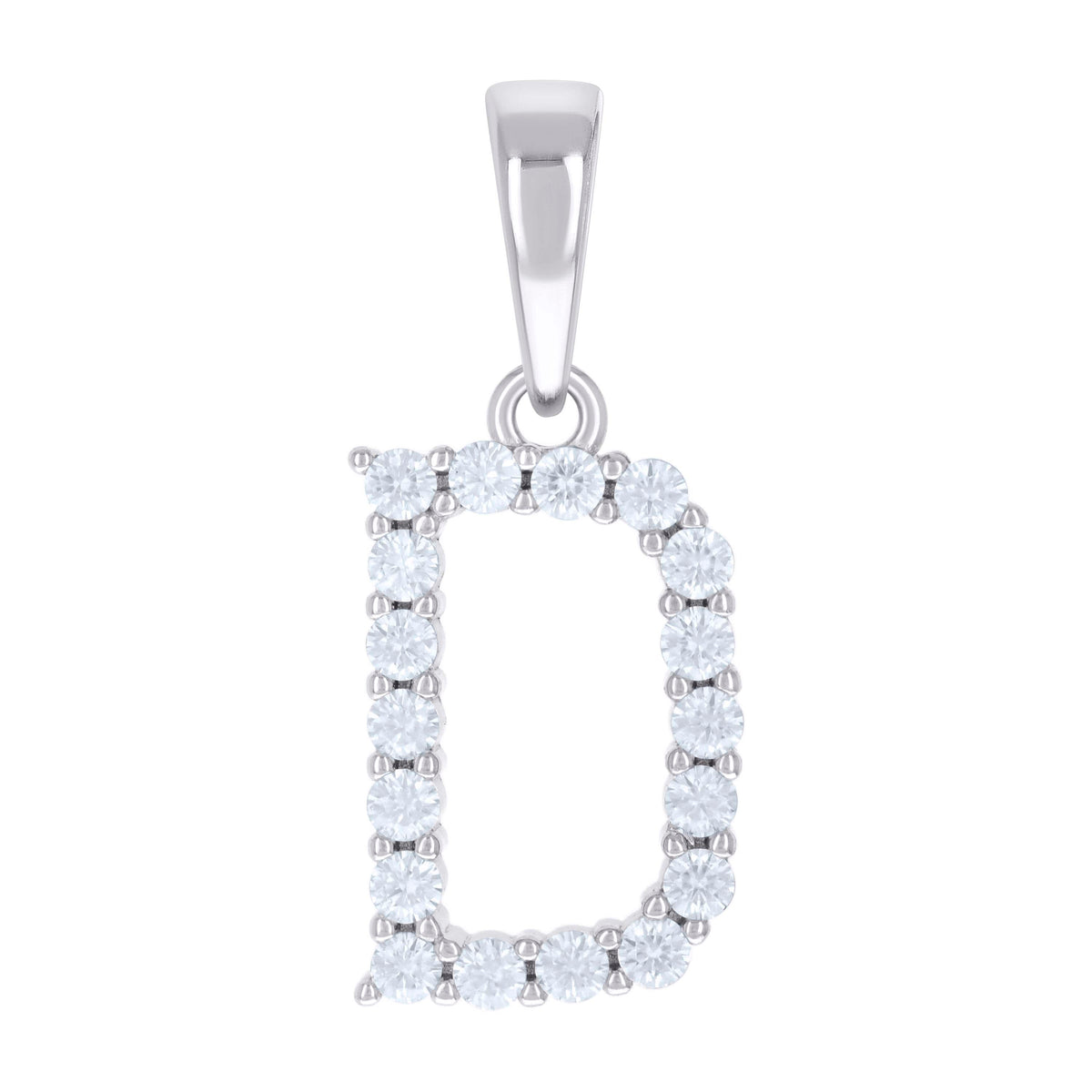 925 Sterling Silver Unisex 0.57ct Moissanite Initial D Alphabet Charm Pendant