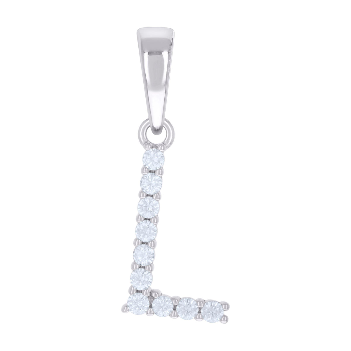 925 Sterling Silver Unisex 0.32ct Moissanite Initial L Alphabet Charm Pendant