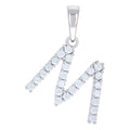 925 Sterling Silver Unisex 0.79ct Moissanite Initial M Alphabet Charm Pendant