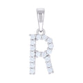 925 Sterling Silver Unisex 0.54ct Moissanite Initial R Alphabet Charm Pendant