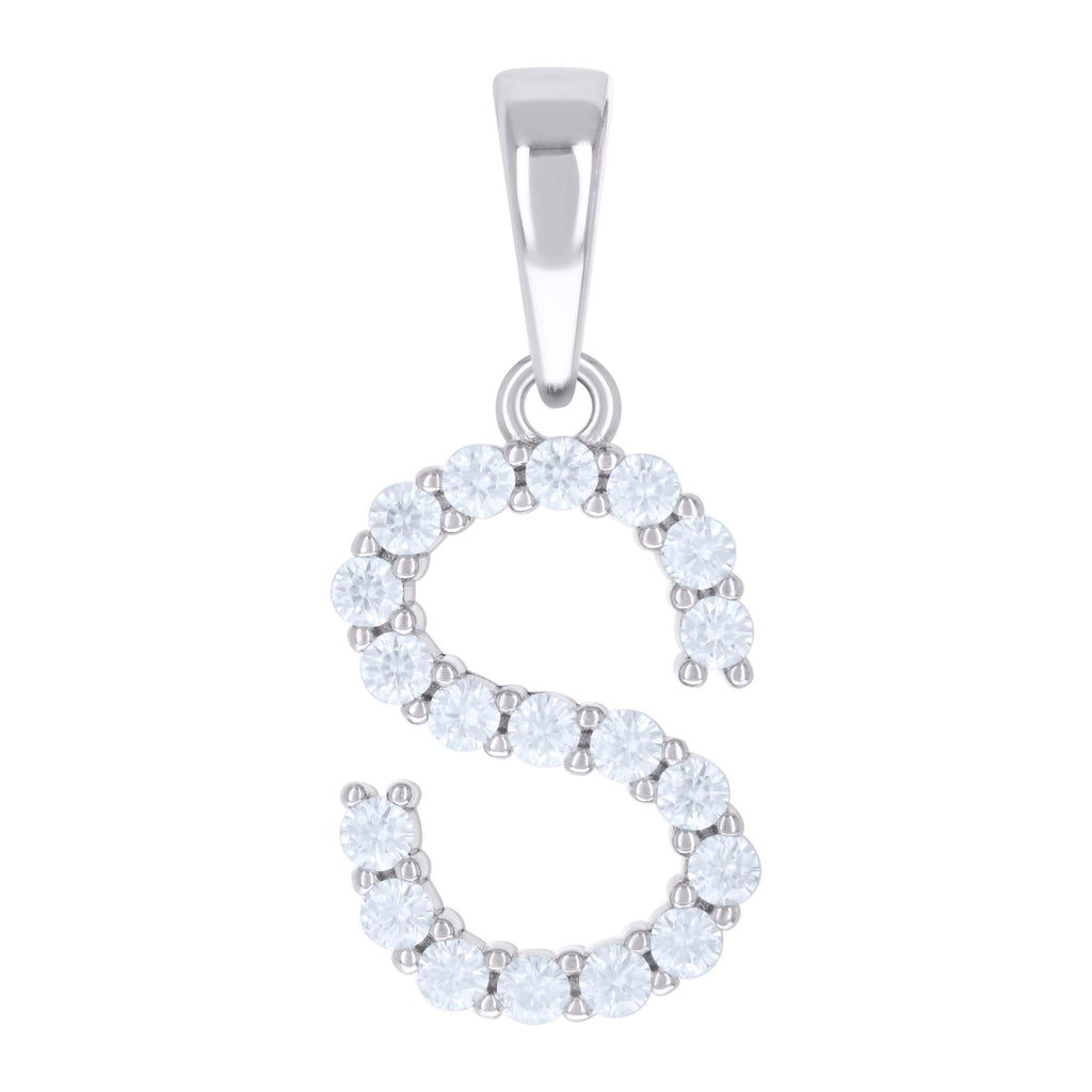 925 Sterling Silver Unisex 0.60ct Moissanite Initial S Alphabet Charm Pendant