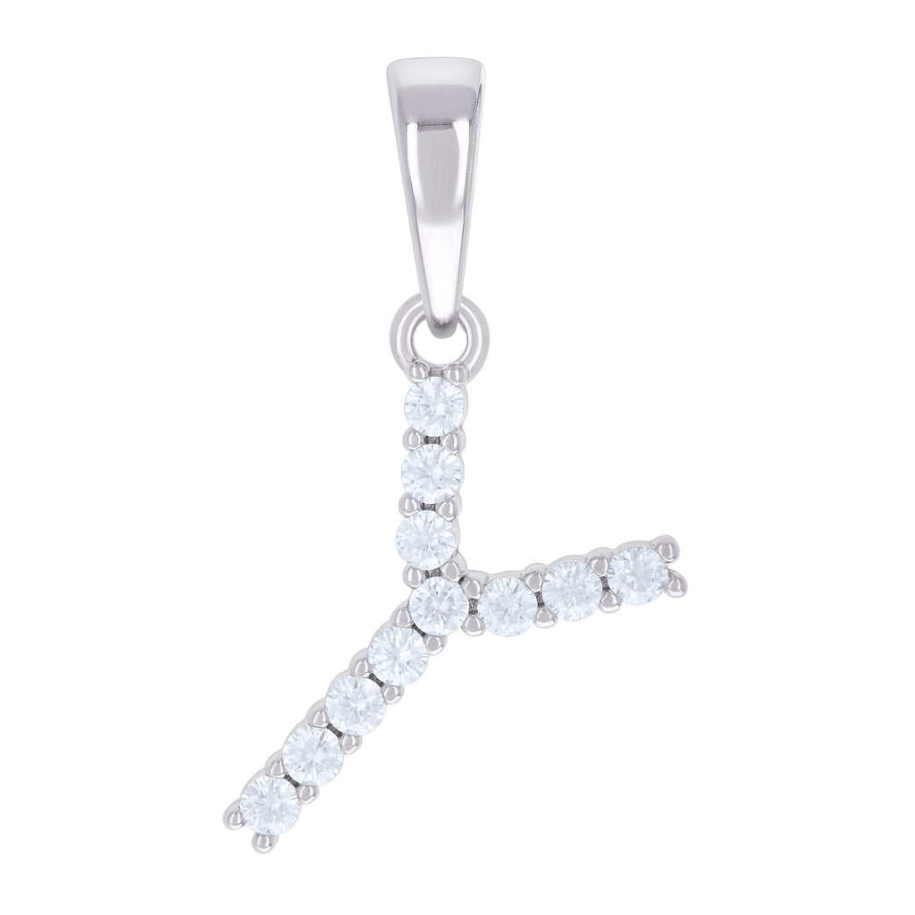 925 Sterling Silver Unisex 0.35ct Moissanite Initial Y Alphabet Charm Pendant