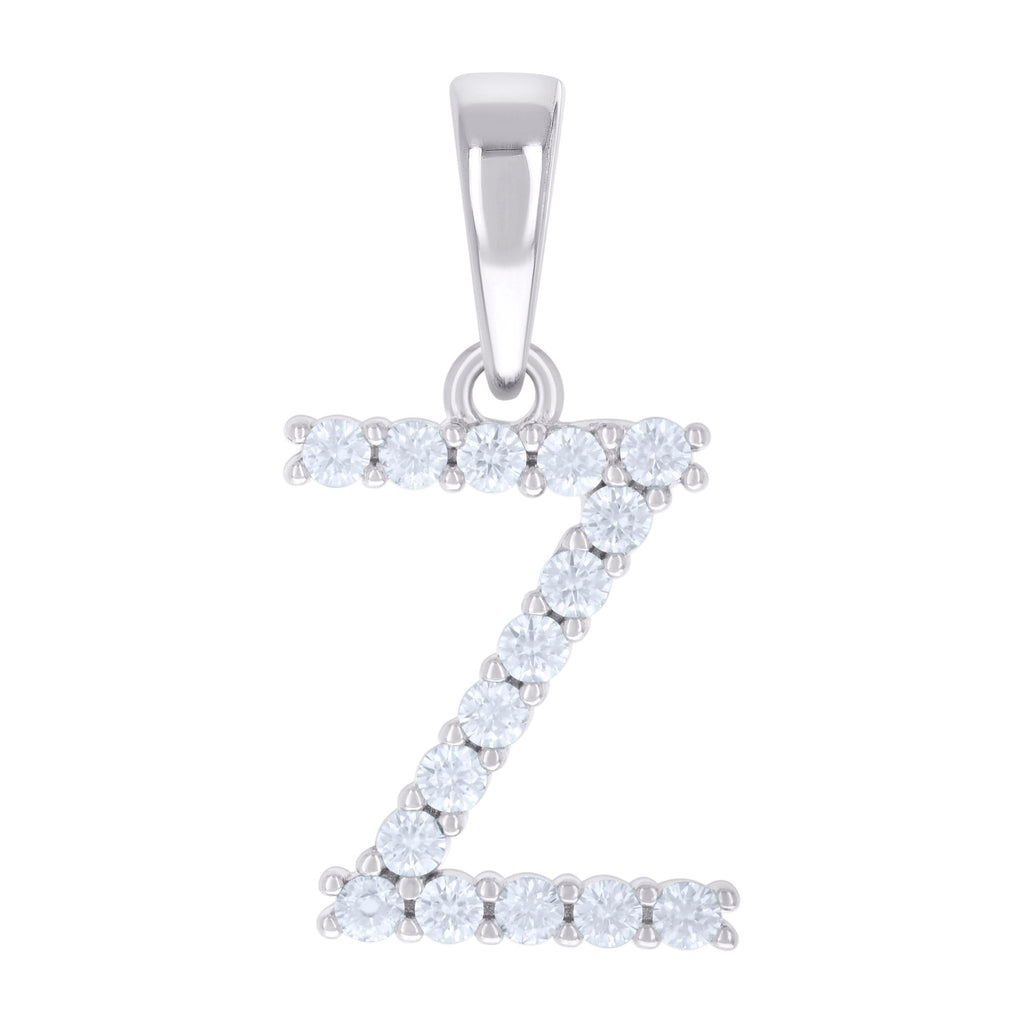 925 Sterling Silver Unisex 0.50ct Moissanite Initial Z Alphabet Charm Pendant