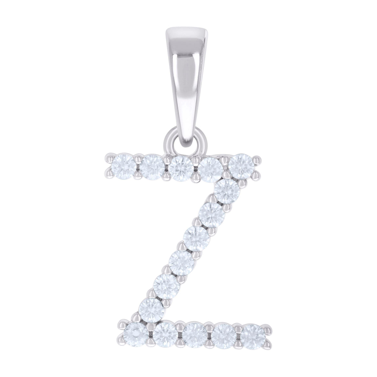 925 Sterling Silver Unisex 0.50ct Moissanite Initial Z Alphabet Charm Pendant