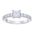 925 Sterling Silver Womens Princess-Cut Round Cubic-Zirconia Engagement Ring Size 9