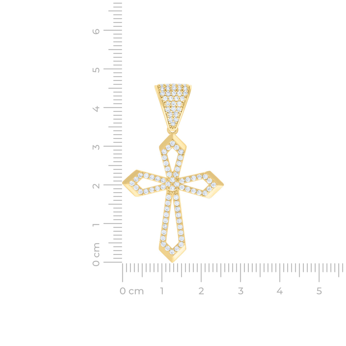 14K Yellow Gold Mens Cubic-Zirconia Cross Religious Charm Pendant