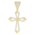 14K Yellow Gold Mens Cubic-Zirconia Cross Religious Charm Pendant