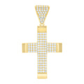 14K Yellow Gold Mens Cubic-Zirconia Cross Religious Charm Pendant