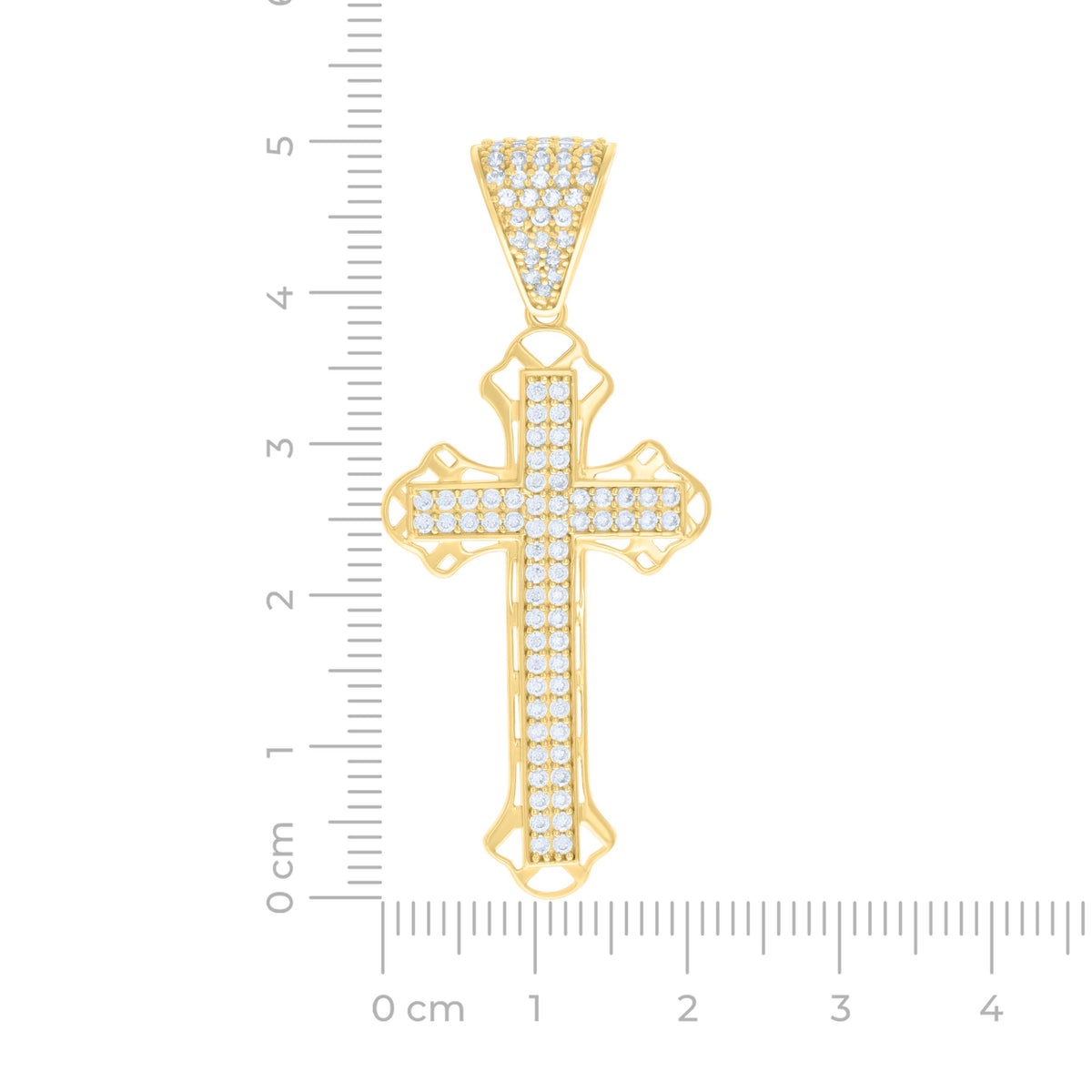 14K Yellow Gold Mens Cubic-Zirconia Cross Religious Charm Pendant