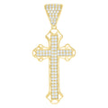 14K Yellow Gold Mens Cubic-Zirconia Cross Religious Charm Pendant