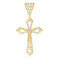 14K Yellow Gold Mens Cubic-Zirconia Crucifix Cross Religious Charm Pendant