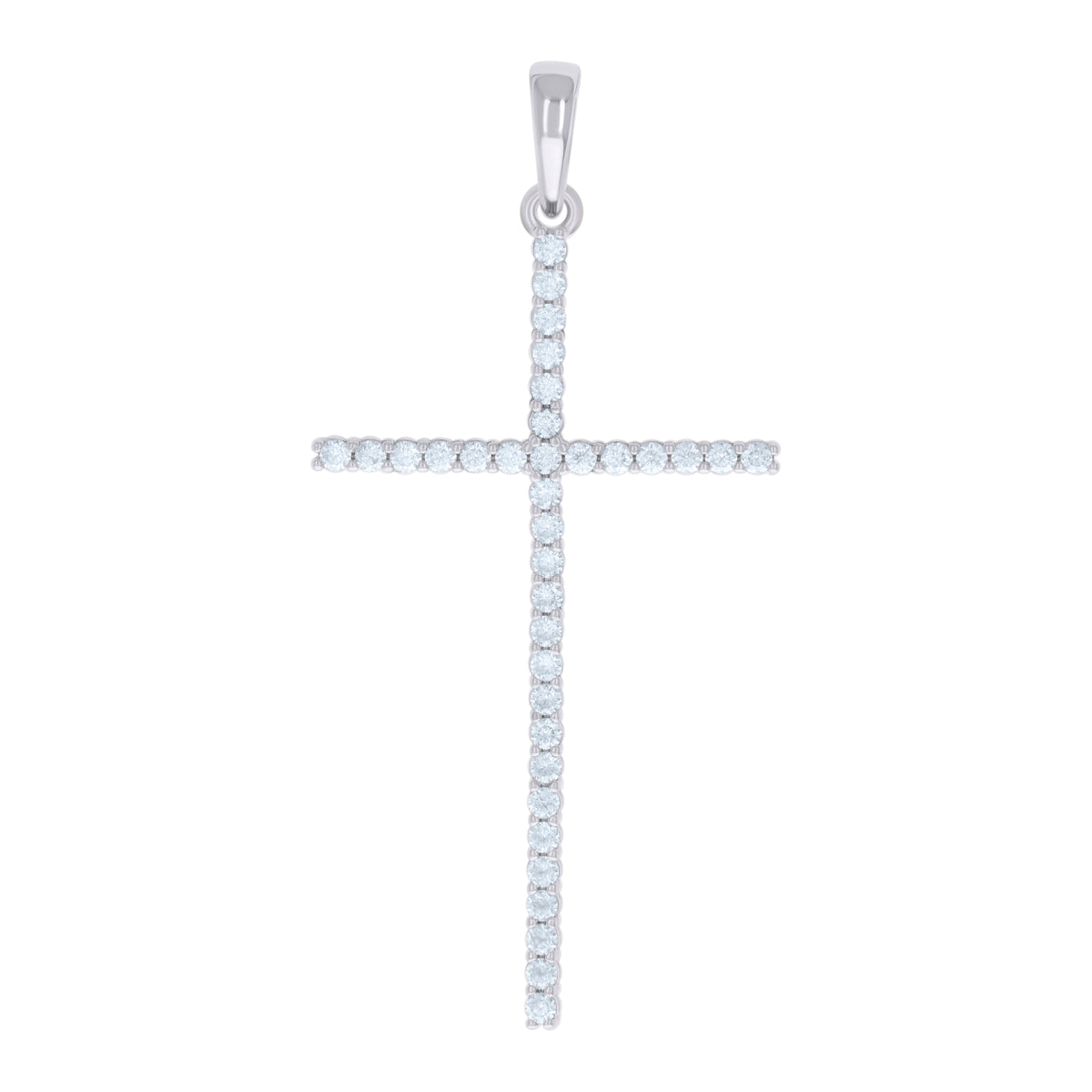 925 Sterling Silver Mens Cubic-Zirconia Cross Religious Charm Pendant