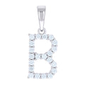 925 Sterling Silver Unisex Cubic-Zirconia Initial B Alphabet Charm Pendant