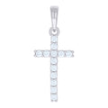 925 Sterling Silver Mens Cubic-Zirconia Cross Religious Charm Pendant