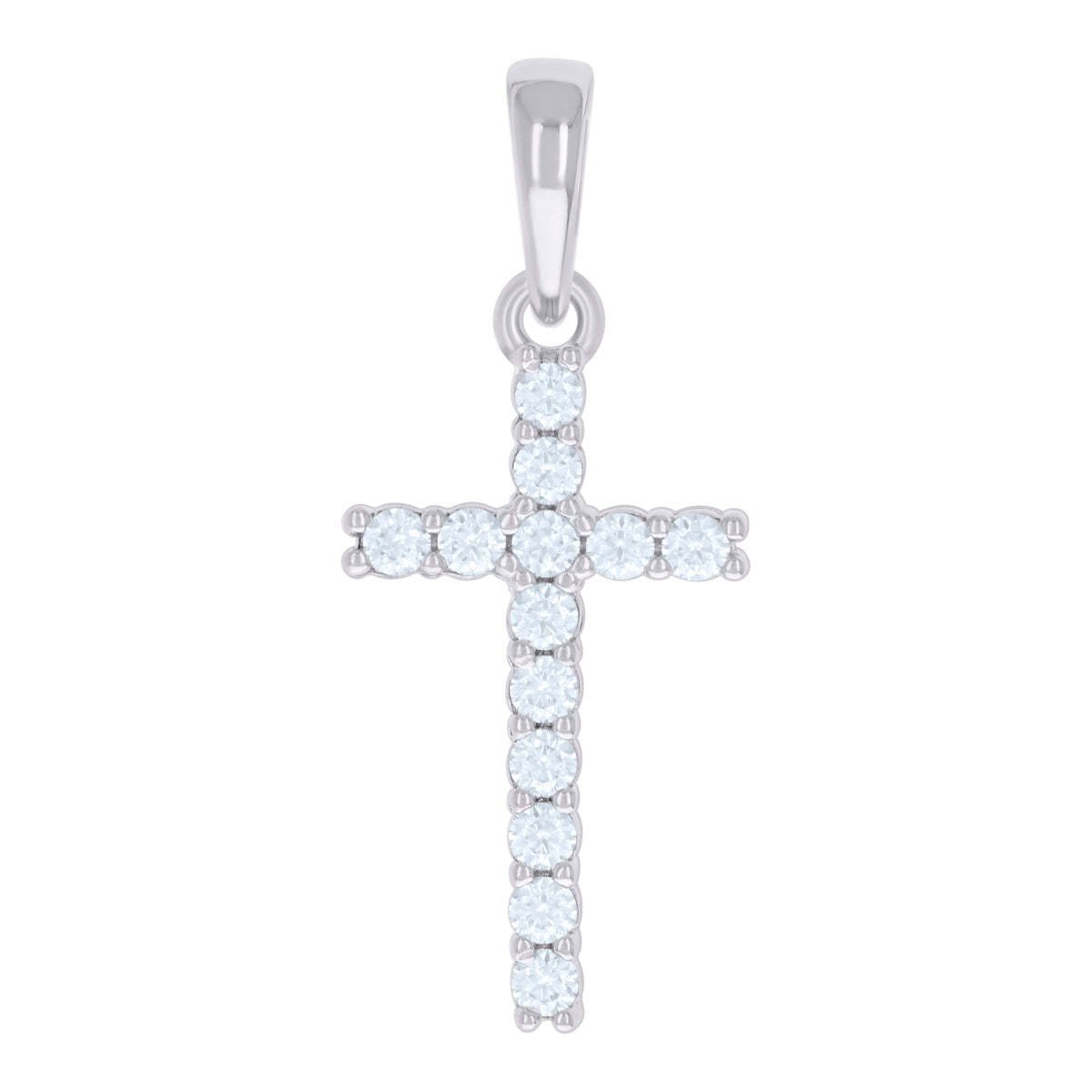 925 Sterling Silver Mens Cubic-Zirconia Cross Religious Charm Pendant