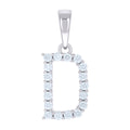 925 Sterling Silver Unisex Cubic-Zirconia Initial D Alphabet Charm Pendant