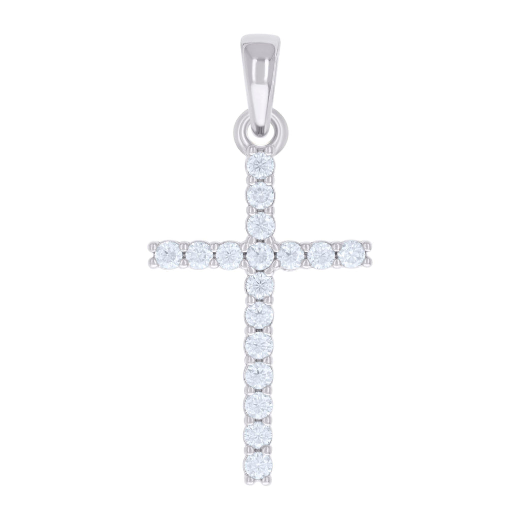 925 Sterling Silver Womens 0.54ct Moissanite Cross Religious Charm Pendant