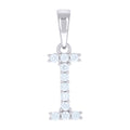 925 Sterling Silver Unisex Cubic-Zirconia Initial I Alphabet Charm Pendant