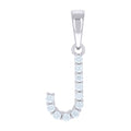 925 Sterling Silver Unisex Cubic-Zirconia Initial J Alphabet Charm Pendant