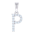 925 Sterling Silver Unisex Cubic-Zirconia Initial P Alphabet Charm Pendant