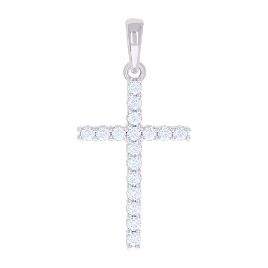 925 Sterling Silver Womens 1.02ct Moissanite Cross Religious Charm Pendant