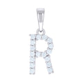 925 Sterling Silver Unisex Cubic-Zirconia Initial R Alphabet Charm Pendant