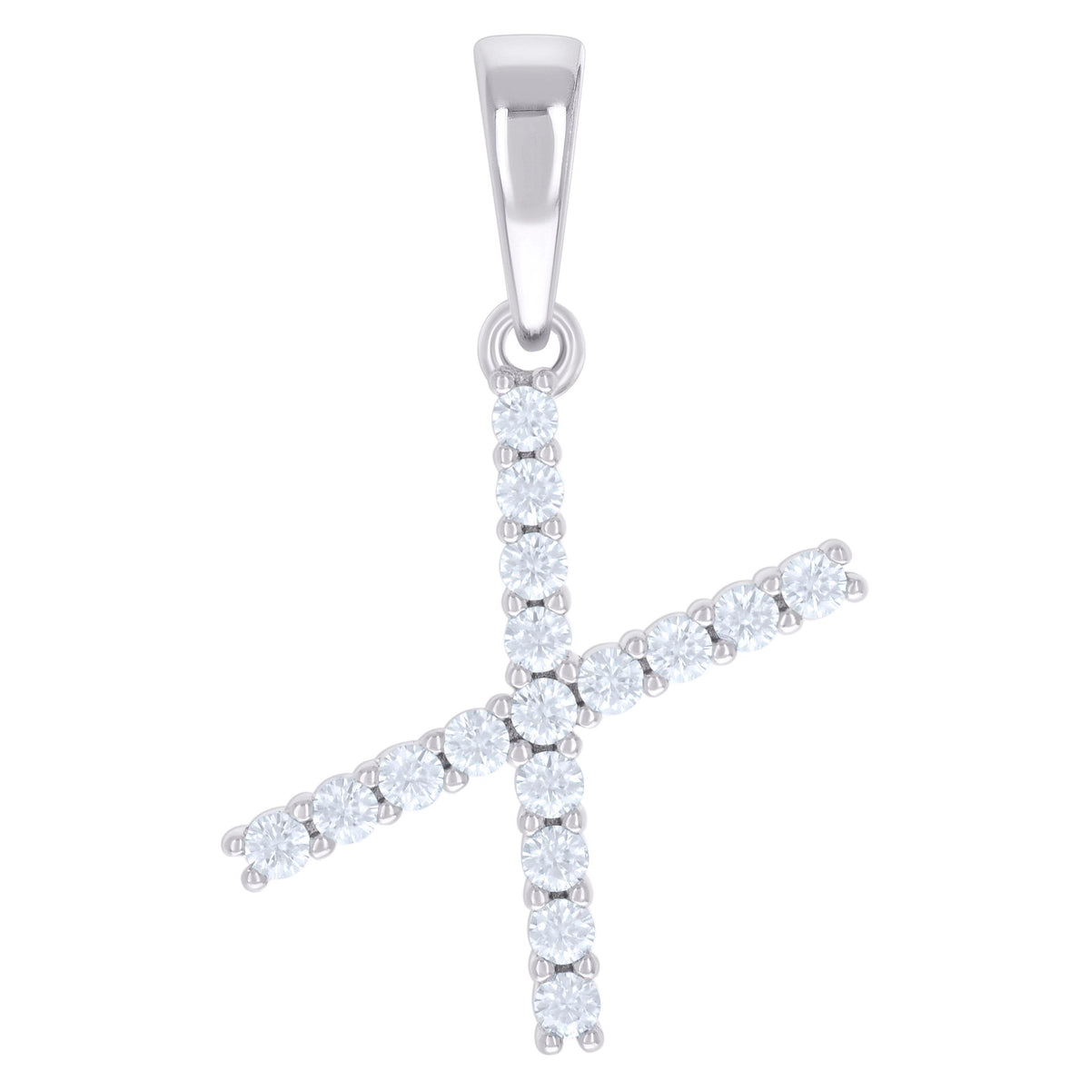 925 Sterling Silver Unisex Cubic-Zirconia Initial X Alphabet Charm Pendant