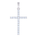925 Sterling Silver Womens 1.79ct Moissanite Cross Religious Charm Pendant