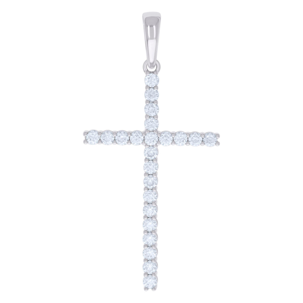 925 Sterling Silver Mens 2.42ct Moissanite Cross Religious Charm Pendant