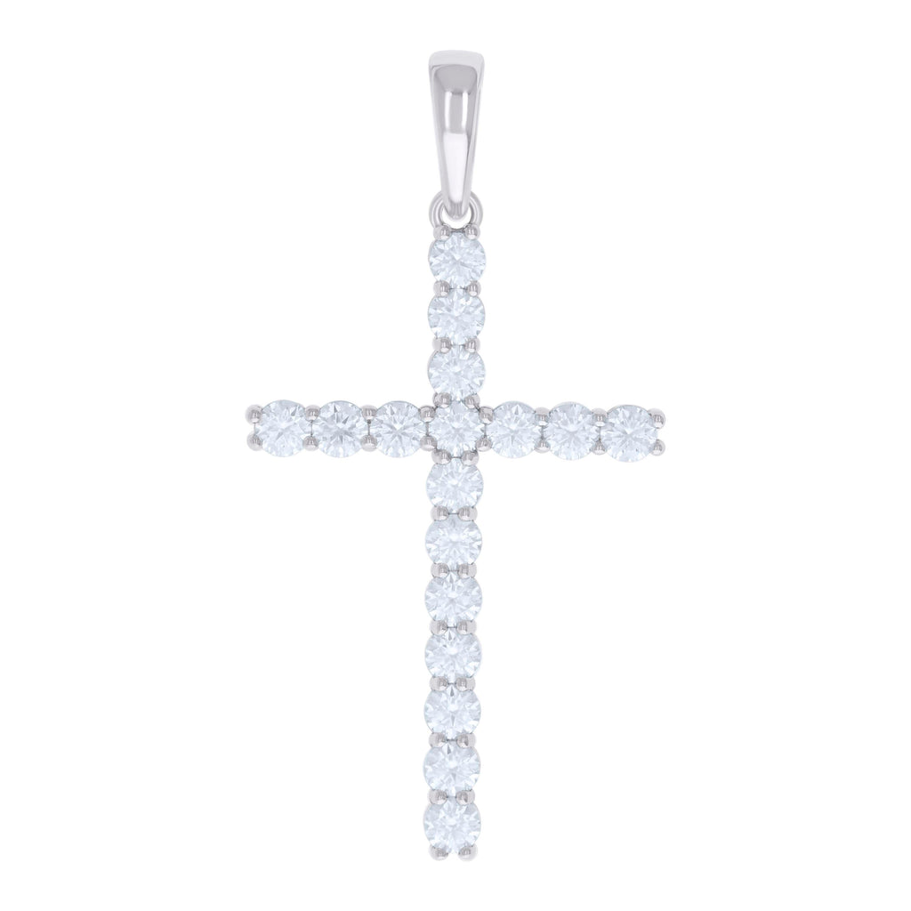 925 Sterling Silver Mens 5.36ct Moissanite Cross Religious Charm Pendant