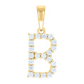 925 Sterling Silver Yellow-tone Unisex Cubic-Zirconia Initial B Alphabet Charm Pendant