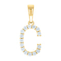 925 Sterling Silver Yellow-tone Unisex Cubic-Zirconia Initial C Alphabet Charm Pendant