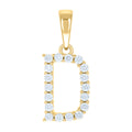 925 Sterling Silver Yellow-tone Unisex Cubic-Zirconia Initial D Alphabet Charm Pendant