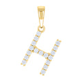 925 Sterling Silver Yellow-tone Unisex Cubic-Zirconia Initial H Alphabet Charm Pendant