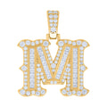 925 Sterling Silver Yellow-tone Unisex 0.90Ct, 0.57Ct Baguette Round Moissanite Initial M Pendant