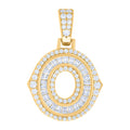 925 Sterling Silver Yellow-tone Unisex 0.56Ct, 0.44Ct Baguette Round Moissanite Initial O Pendant