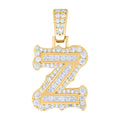 925 Sterling Silver Yellow-tone Unisex 0.70Ct, 0.34Ct Baguette Round Moissanite Initial Z Pendant