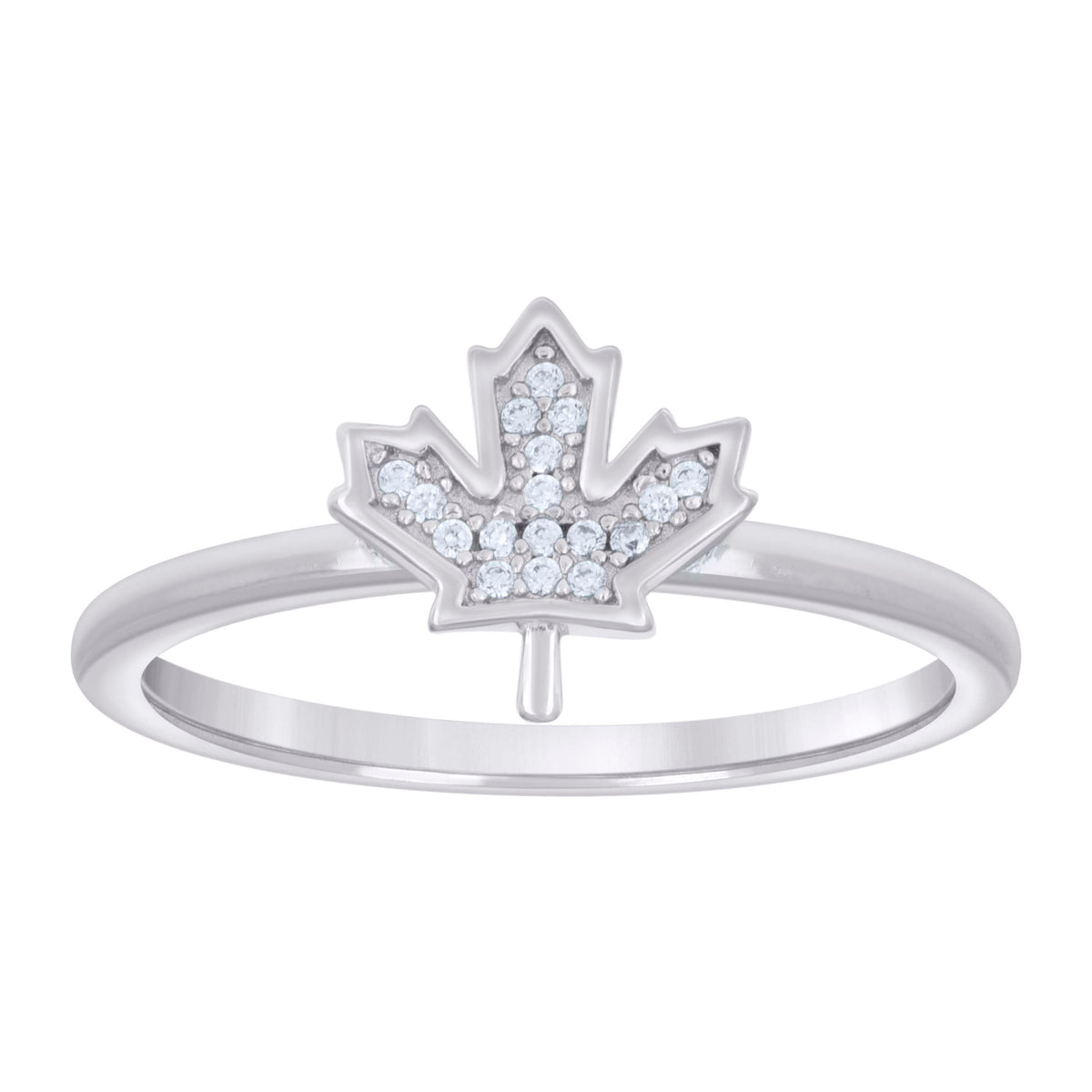 925 Sterling Silver Womens Cubic-Zirconia Maple Leaf Fashion Ring Size 7