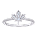 925 Sterling Silver Womens Cubic-Zirconia Maple Leaf Fashion Ring Size 6