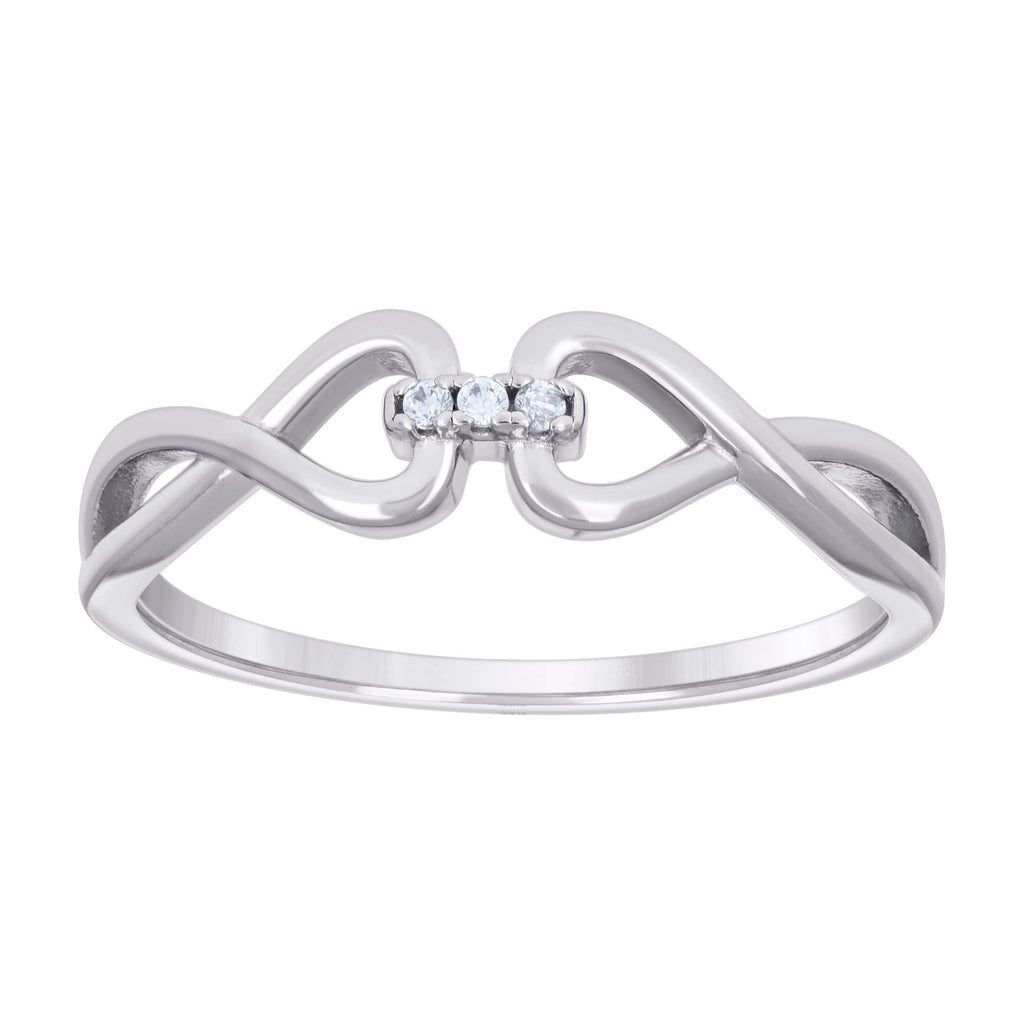 925 Sterling Silver Womens Cubic-Zirconia Infinity Ring