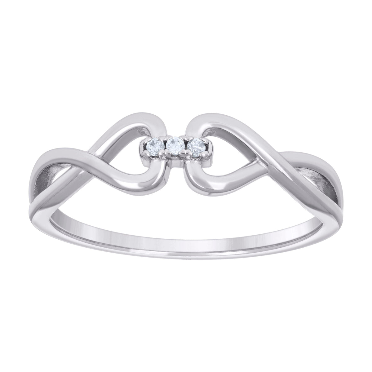 925 Sterling Silver Womens Cubic-Zirconia Infinity Ring Size 6
