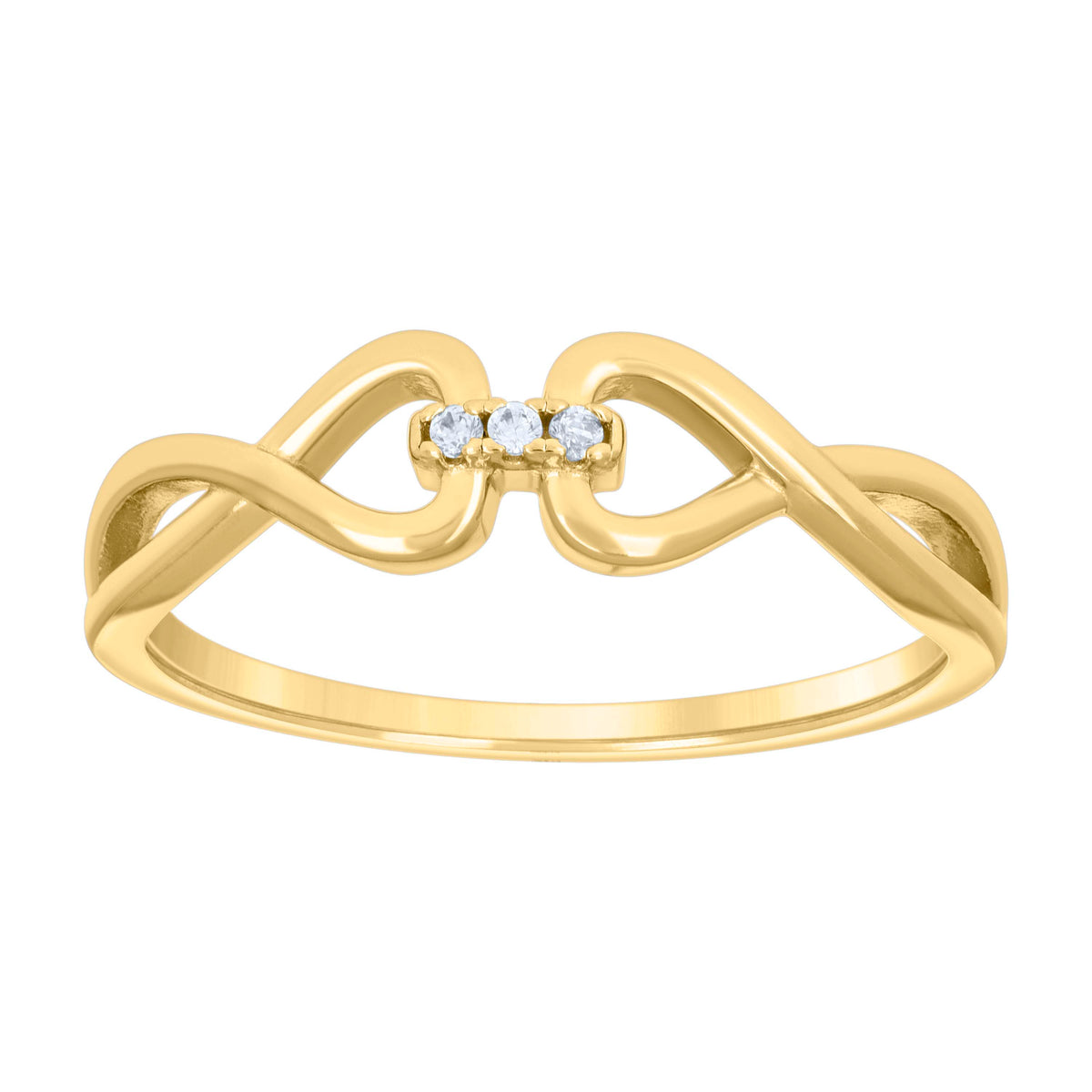 925 Sterling Silver Yellow-tone Womens Cubic-Zirconia Infinity Ring Size 8