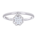 925 Sterling Silver Womens Cubic-Zirconia Flower Dangle Fashion Ring Size 5
