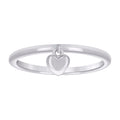 925 Sterling Silver Womens Heart Dangle Ring Size 5