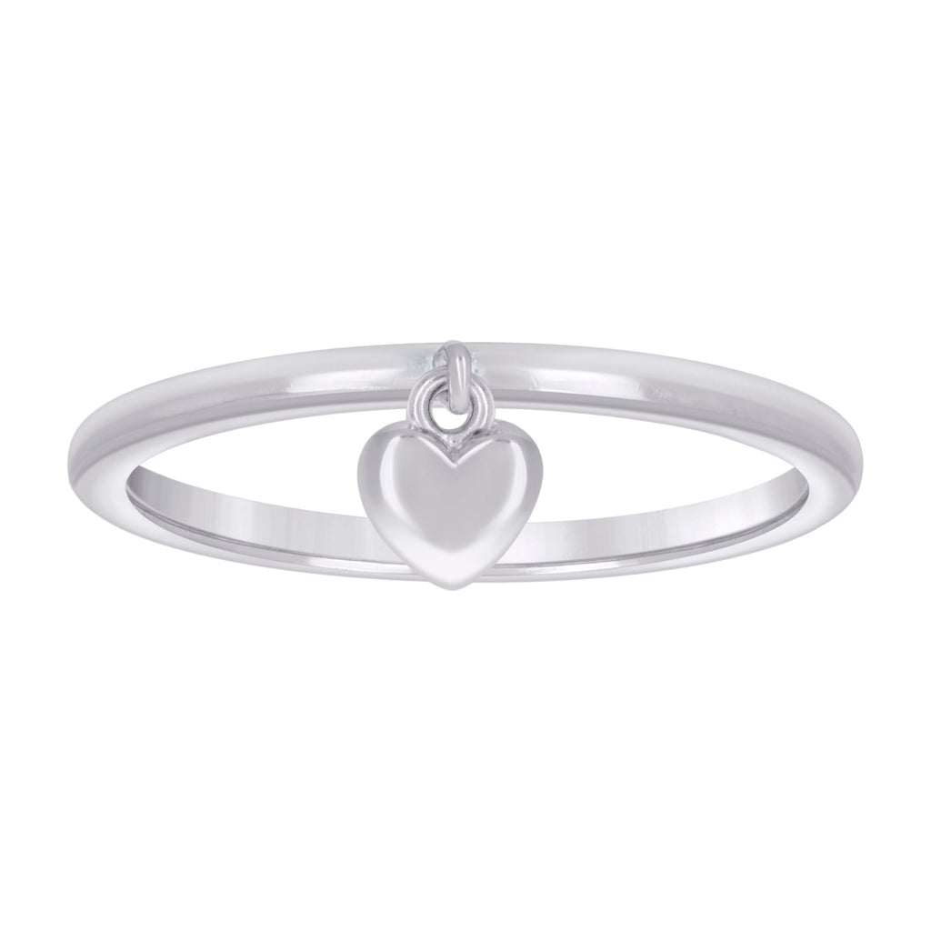925 Sterling Silver Womens Heart Dangle Ring Size 8