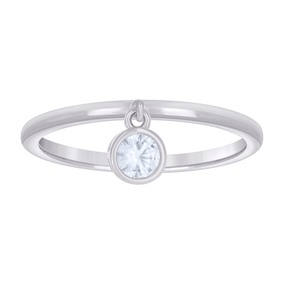 925 Sterling Silver Womens Cubic-Zirconia Round Dangle Fashion Ring Size 6