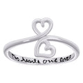 925 Sterling Silver Womens Enameled Two Hearts One Love Hearts Ring Size 6