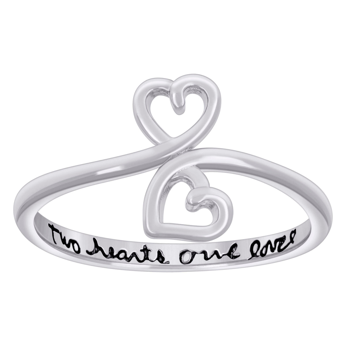 925 Sterling Silver Womens Enameled Two Hearts One Love Hearts Ring Size 6