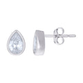 925 Sterling Silver Womens Pear Cubic-Zirconia Tear Drop Stud Earrings