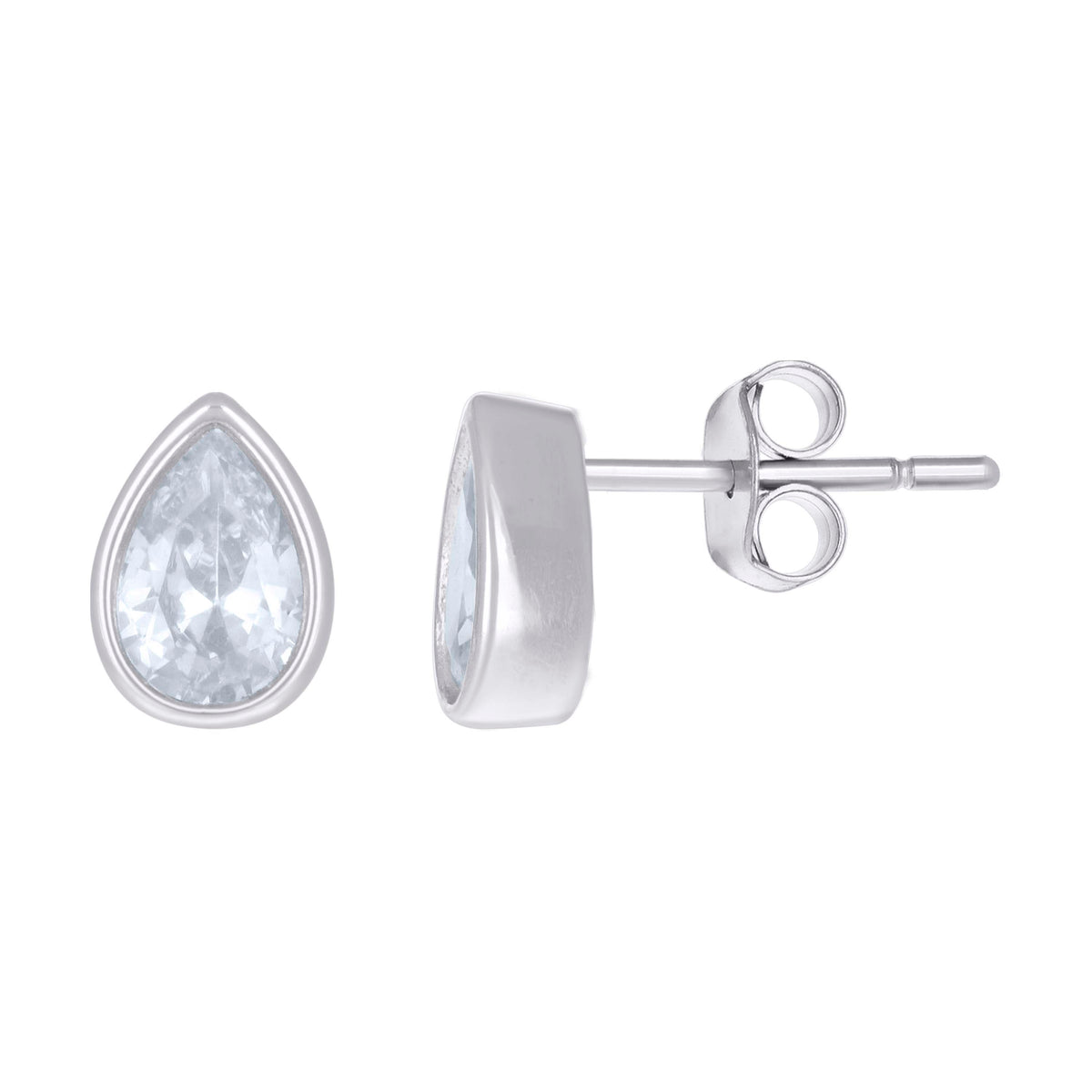 925 Sterling Silver Womens Pear Cubic-Zirconia Tear Drop Stud Earrings